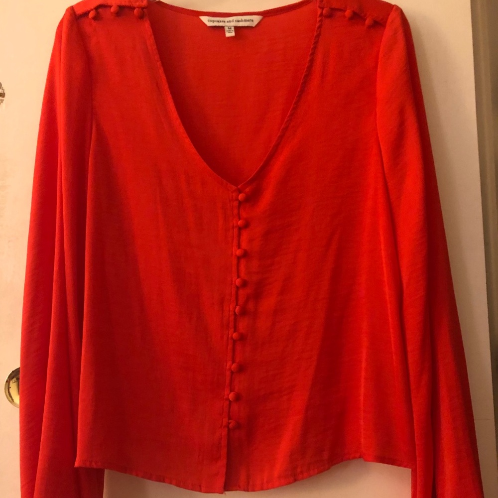 Cupcakes and cashmere - silk blouse - red - Medium